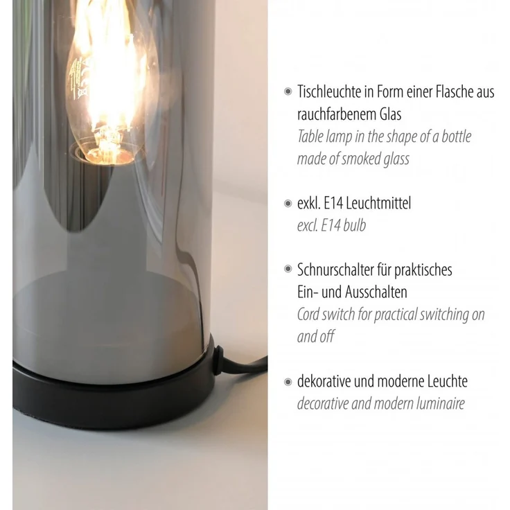 JUST LIGHT 14006-25 BOTTLE Tischleuchte rauchfarben Rauchglas – Bild 7