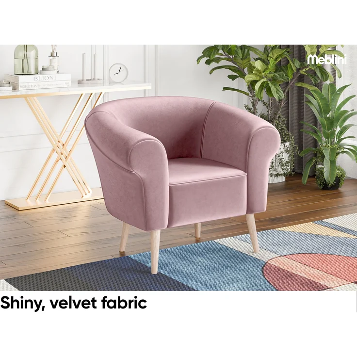 MEBLINI Sofa-Set EMILIA 2+1 - Rosa Samt - für Wohnzimmer - Mini Lounge für drei Personen - Küchensofa - Sofa Klein - Sitzgarnitur - Polstergarnitur - Sofagarnituren – Bild 4