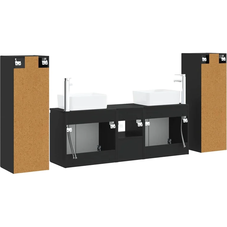 vidaXL Badezimmermöbel-Set 5 stk. Schwarz 33 x 34,5 x 100 cm 3405994 – Bild 7