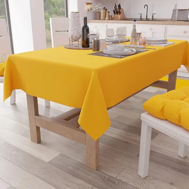 Petti Artigiani Italiani - Tischdecke, Küchentischdecke aus Baumwolle, einfarbig, gelb, 15 Plätze (140 x 300 cm) – Bild 1