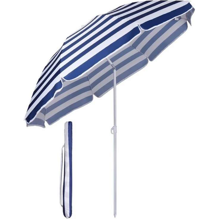 SUNULA Sonnenschirm Ø140/Ø160 cm Balkonschirm Rund Strandschirm mit Schutzhülle, LxB: 140x140 cm, 140 cm mit Knickfunktion, Höhenverstellbar, Leicht zu Transportieren – Bild 1