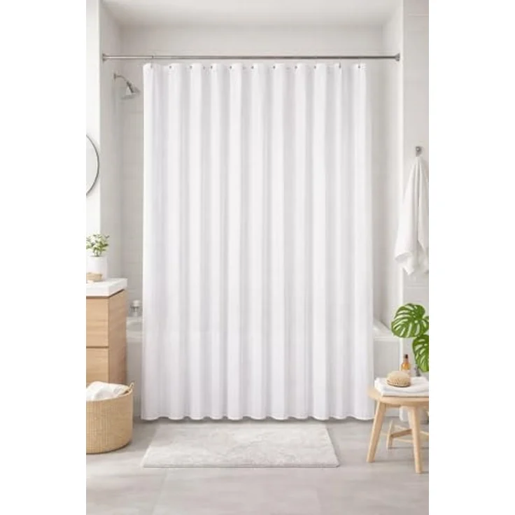 Clever-Kauf-24 Duschvorhang Textil-Duschvorhang Hilton weiß BxH 180x200 cm, Breite 180 cm (1-tlg) – Bild 3