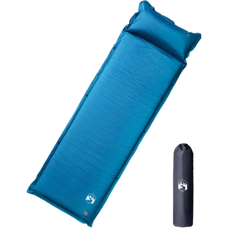 vidaXL Selbstaufblasende Isomatte mit Kissen Türkis 4007130
