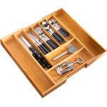 Besteckkasten ausziehbar / Bambus / ca. 33,7 - 50 x 44,7 cm Schubladeneinsatz Besteckeinsatz