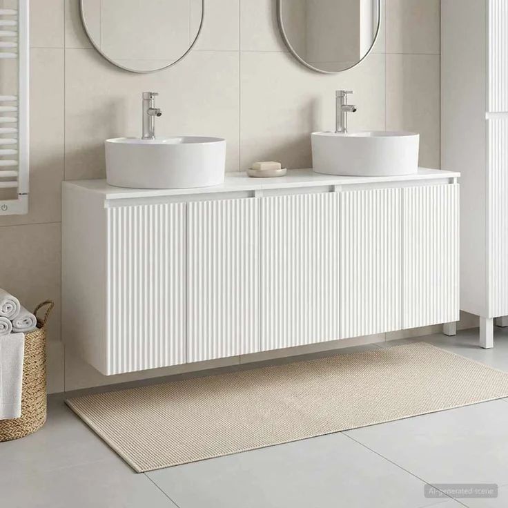 vidaXL Badezimmerschrank-Set 3 stk. Hochglanz Weiß 3405671 – Bild 1