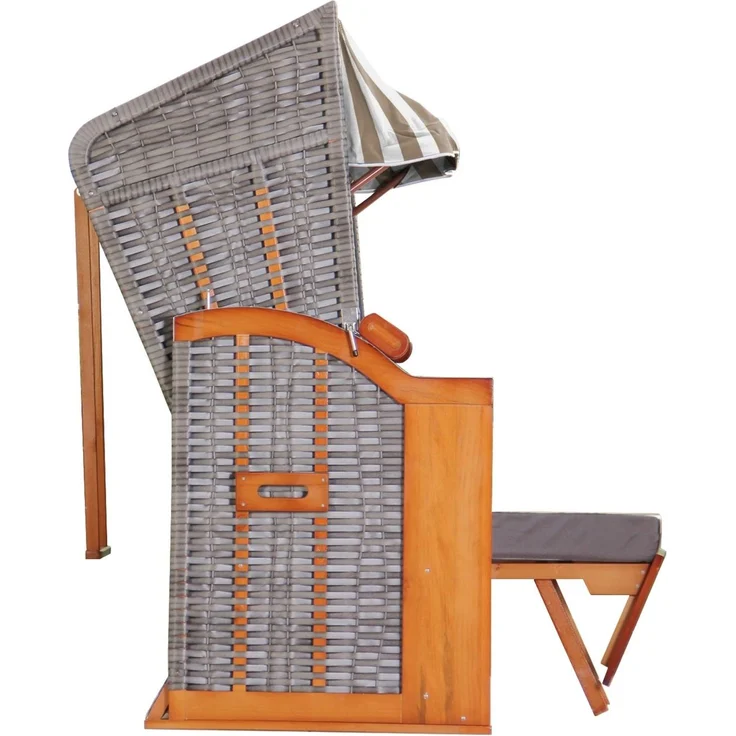 Strandkorb Hanse Ostsee Klassik XXL 2 Sitzer - Creme Weiß Blockstreifen, 137 x 166 x 78 cm – Bild 4