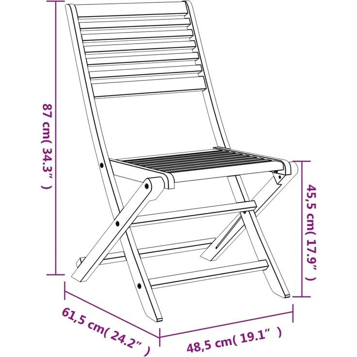 vidaXL Gartenstühle 8 Stk. Klappbar 48,5x61,5x87 cm Massivholz Akazie 3214229 – Bild 6