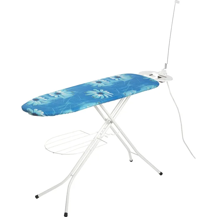 axentia Bügeltisch in Weiß mit gemustertem Bezug, höhenverstellbares Bügelbrett, Dampfbügeltisch mit dampfdurchlässiger Bügelfläche, Höhe: ca. 76-92 cm, Bügelfläche: ca. 120x38 cm