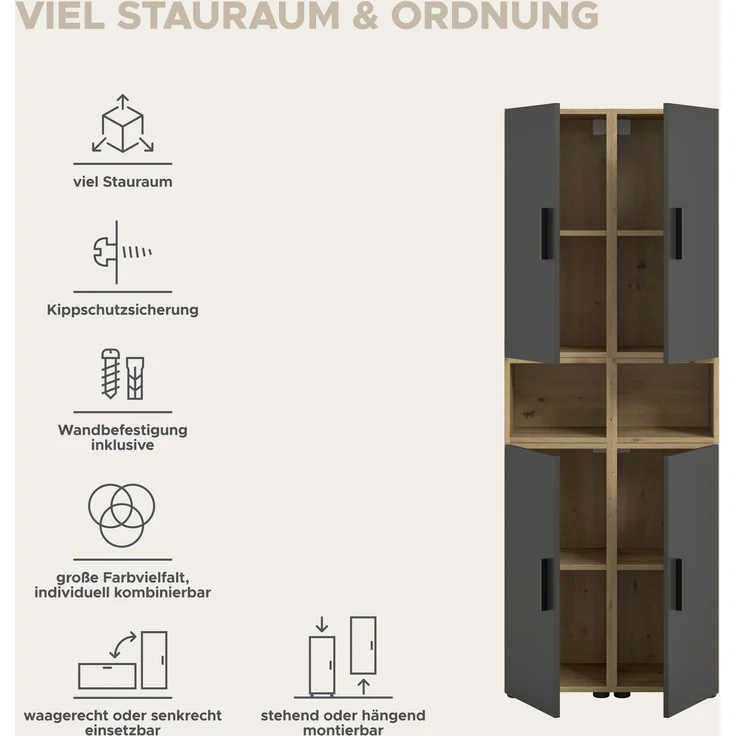The One Wohnkombination in Basalt grau Nachbildung – Bild 9