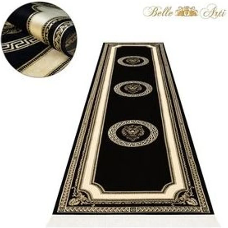 Belle Arti Teppich Luxus Teppich Läufer Löwen Motiv schwarz gold kurzflor 100% Viskose, Rechteckig, flauschig – Bild 6