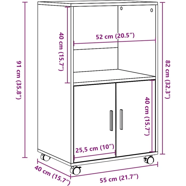 vidaXL Rollschrank Artisan-Eiche 55x40x91 cm Holzwerkstoff 853190 – Bild 9