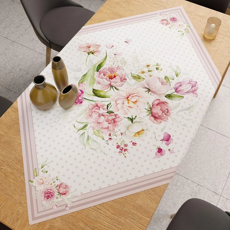 PETTI Artigiani Italiani - Zubehör für Küchentextilien, Moderne Mitteldecke 90x90 cm aus Mikrofaser, Elegante Mitteldecke mit Digitaldruck, Pois Puder, 100 % Made in Italy