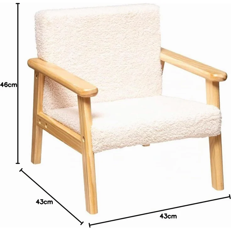 Kindersessel mit Plüschbezug und Kiefernholzgestell, Höhe der Sitzfläche 28 cm – Bild 3