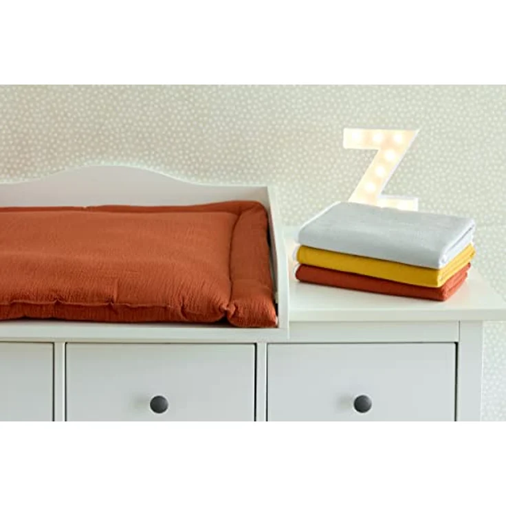 KraftKids Wickelauflage in Doppelkrepp Rot Herbstrot, Wickelunterlage 85x75 cm (BxT), Wickelkissen – Bild 3
