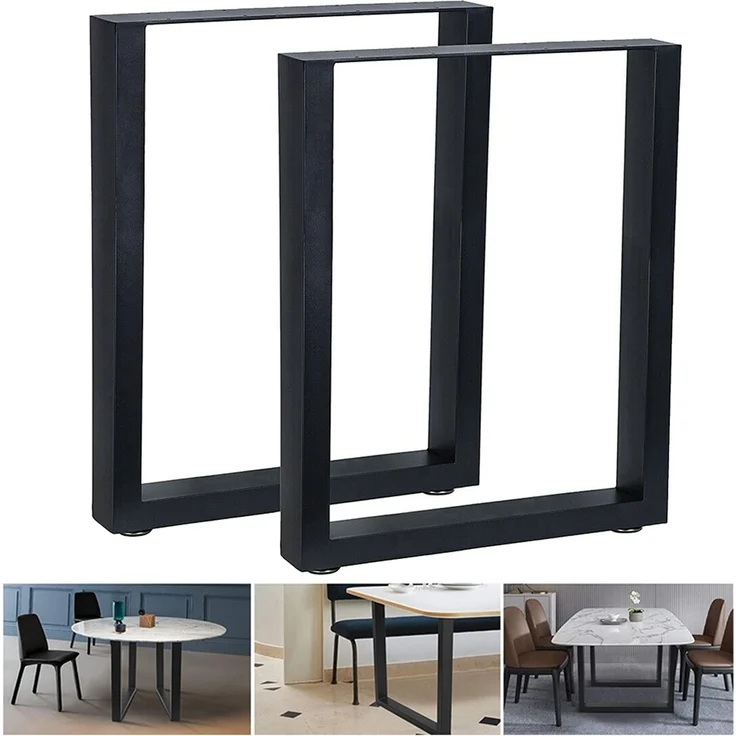 Tischuntergestell 90x72cm Möbelfüße Schwarz Tischbeine Industrie Bankkufen Stahl – Bild 1