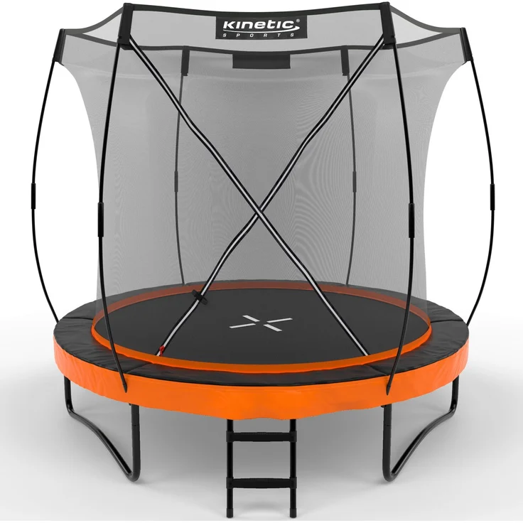 KINETIC SPORTS Premium Outdoor Trampolin 'Ultimate Pro' für Kinder und Erwachsene, AirMAXX Sprungtuch, mit Leiter, Fieberglas, bis zu 160 kg, Sunset Orange, Ø 244 cm – Bild 1