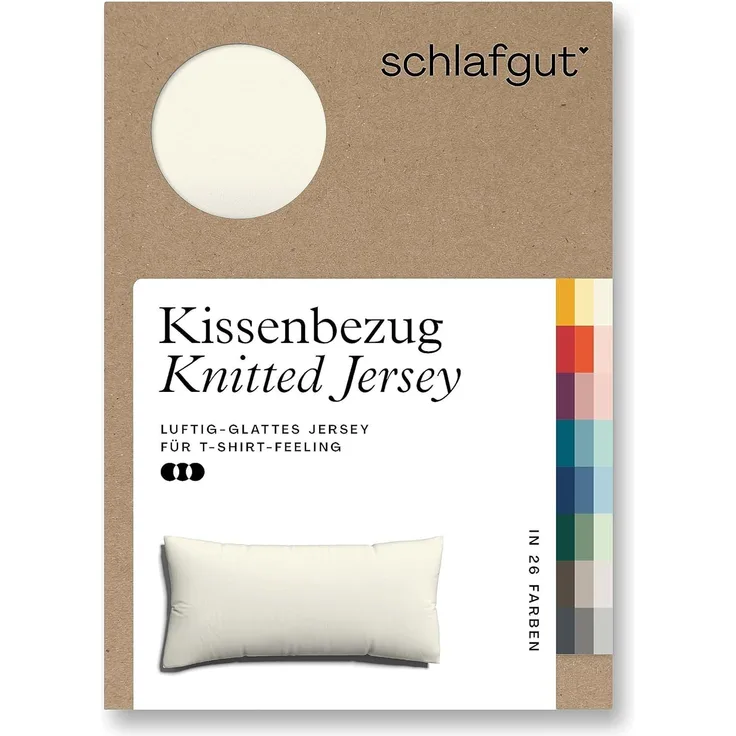 Kissenbezug Knitted Jersey aus Bio-Baumwolle mit Elasthan, bügelfrei, Schlafgut (1 Stück), besonders fein gestrickt, Kissenhülle mit farbigem Reißverschluss