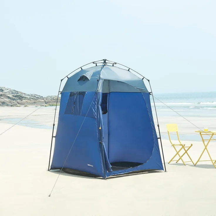 Pop-Up Duschzelt Ayas 150x150x200 cm Blau/Grau [pro. tec] – Bild 1