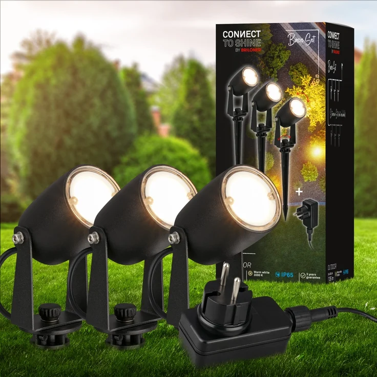 Briloner LED Außen-Bodenstrahler Connect to Shine 3er Starterset 6W warmweiß – Bild 5