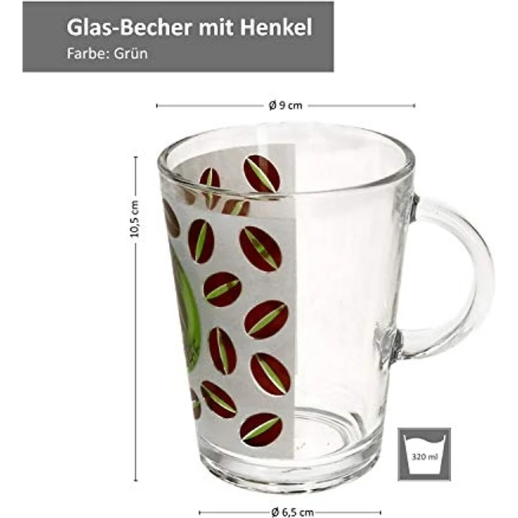 Ritzenhoff & Breker Becher 6er Set Kaffeebecher 380ml Cremona Grün 10,5 cm - Ritzenhoff 0806175, Glas – Bild 7