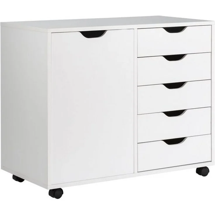 COSTWAY Rollcontainer, Aktenschrank mit 5 Schubladen, auf Rollen, 79x39x65cm – Bild 4