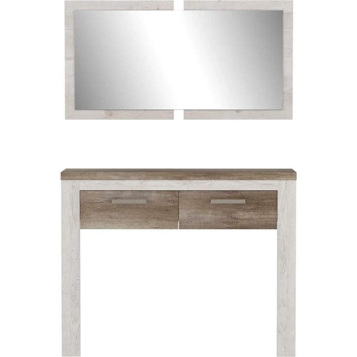 Forte Möbel Kompaktgarderobe, Holzwerkstoff, Pinie weiß/Antikeiche, B x H x T: 115 x 176 x 25,8 cm – Bild 2