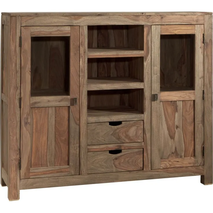 Highboard Sheesham 140x40x120 grau geölt NATURE GREY #63