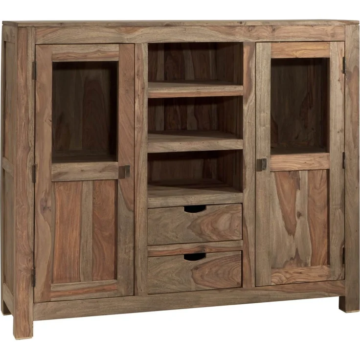 Highboard Sheesham 140x40x120 grau geölt NATURE GREY #63 – Bild 1