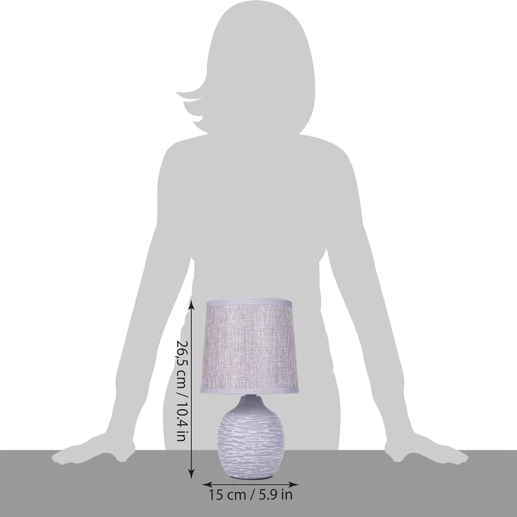 BRUBAKER Tischleuchte Designer Nachttischlampe Grau, Tischlampe, Ohne Leuchtmittel, Deko Nachttischlampen mit Keramikfuß - Modern - 1x oder 2er Set – Bild 10