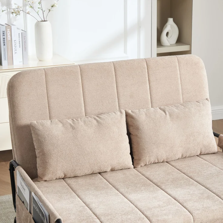 ZUBALIYA Schlafsofa 85x92 cm, mit Stauraum, mit Chenille - Bezug, mit breiten Armlehnen, mit Schaumstoffpolsterung, Schwarz – Bild 16