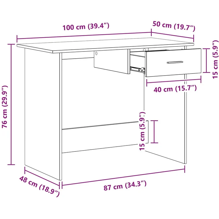 vidaXL Schreibtisch Artisan-Eiche 100 x 50 x 76 cm Holzwerkstoff 875249 – Bild 10