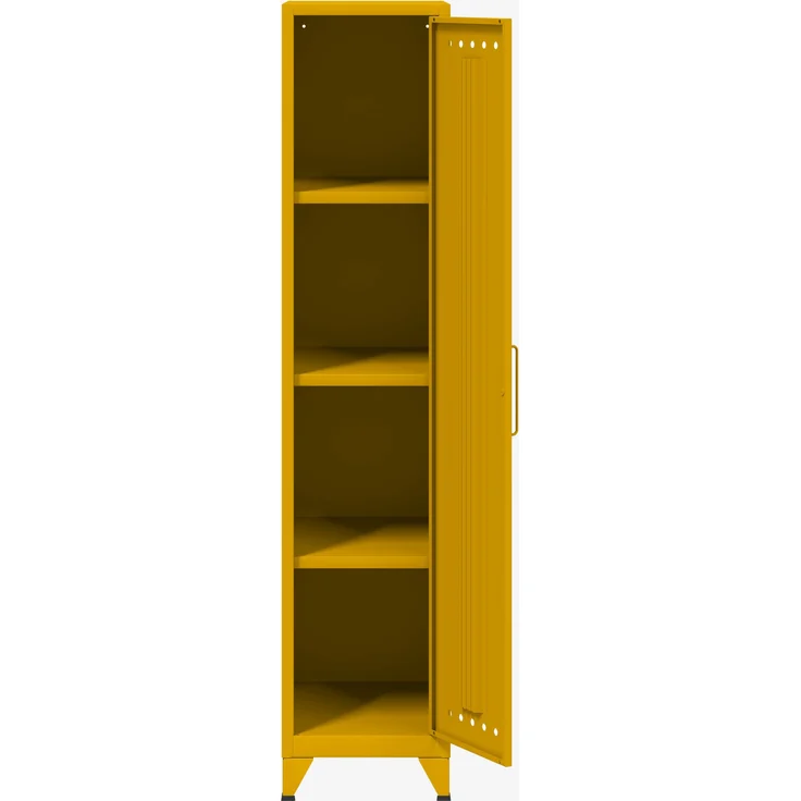 Bisley Fern Locker Garderobenschrank mit drei festen Fachböden, aus hochwertigem, nachhaltigem Stahl hergestellt, 16 mm große Design Lüftungslöcher auf allen Türen, moderner und industrieller Flair, mit integrierten Füßen, H 1800 x B 380 x T 510 mm, Fa... – Bild 3