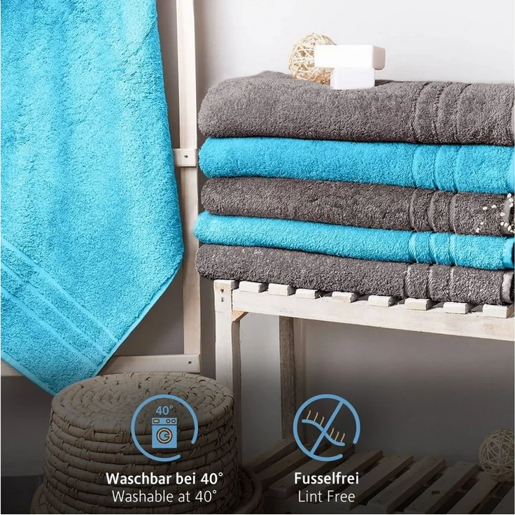 Komfortec Saunatuch 70x200 cm Saunatücher Set aus %100 Baumwolle, Frottee (2-St), Weich, Groß, Schnelltrocknend – Bild 2