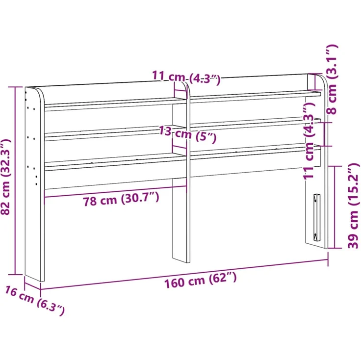 vidaXL Kopfteil mit Ablagen Wachsbraun 150 cm Massivholz Kiefer Braun (Art-Nr 850949) – Bild 9