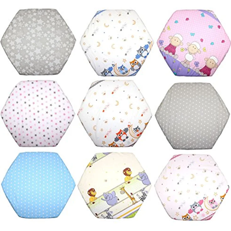 Spannbettlaken für 6-eck Laufgitter Matratze 120x105 cm Baby Kinder Laufstall Baumwolle D6 – Bild 2
