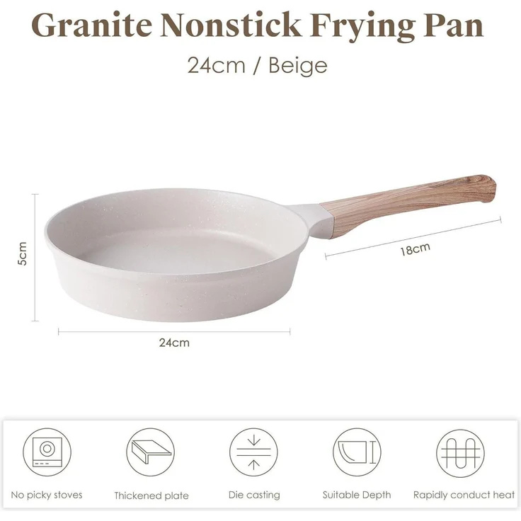 Antihaft-Bratpfanne 24cm Granit Pfanne ohne PFOA, Omelett-Pfanne mit – Bild 2