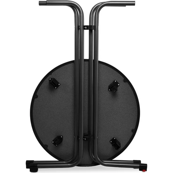 Beautissu Stehtisch klappbar 60 cm Schwarz Bellini – Kratzfest Stabil Wetterbeständig – Stehtische Outdoor Bistrotisch Rund Montage leicht Halterung vormontiert– Biertisch Partytisch Klappbar Bartisch