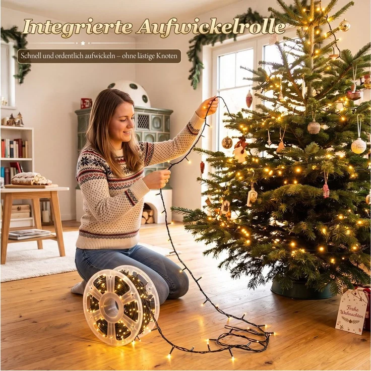 SALCAR 100m 1660er LED Lichterkette Weihnachtsbaum, 31V Christbaumbeleuchtung Außen mit Fernbedienung, Wasserdicht Lichterkette mit 8 Modi und Memory für Innen Garten Balkon Tannenbaum, Warmweiß – Bild 1