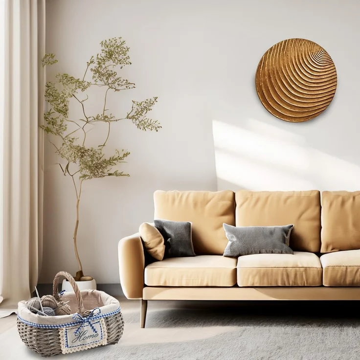 Kobolo Dekokorb Korb eckig Weide grey-washed mit Textil – Bild 2