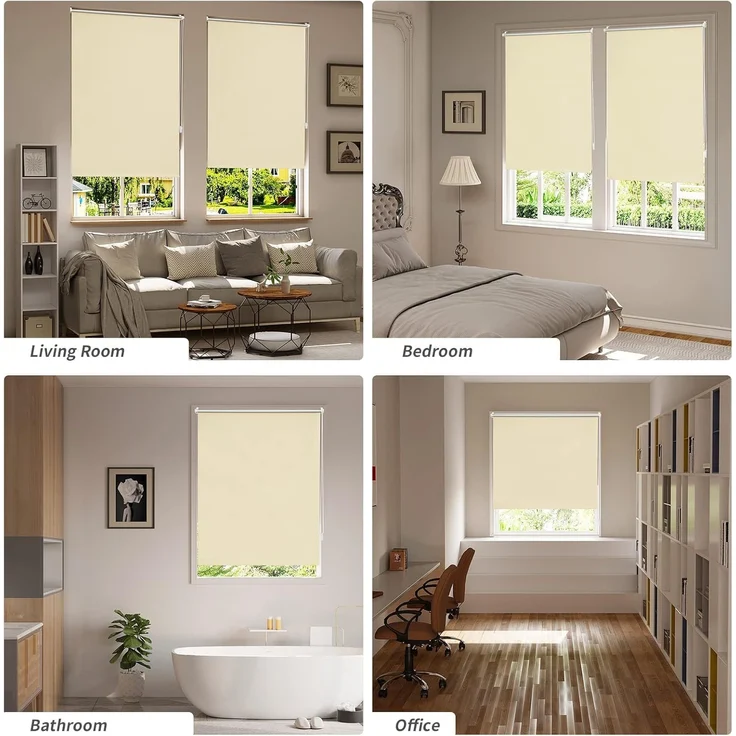 WOLTU Verdunklungsrollo ohne Bohren Beige 70x210 cm (BxH), Thermorollo Klemmfix Fensterrollo Seitenzugrollo easyfix Verdunkelung Rollos Sichtschutz und Sonnenchutz, Klemmrollo für Fenster & Tür – Bild 8