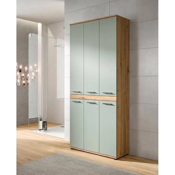 welltime Hochschrank LUCCA, Breite 90cm, 6 Türen, 10 Fächer, 6 Einlegeböden (große Typenauswahl, individuell mit weiteren Artikel kombinierbar) Badschrank, Badmöbel, Badezimmer, Universalschrank, Mehrzweckschrank – Bild 2