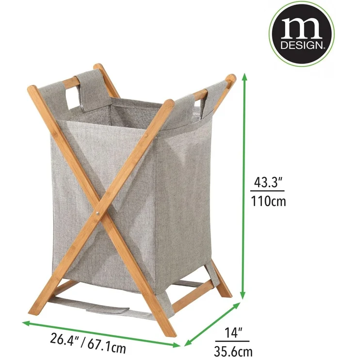 mDesign Faltbarer Wäschekorb Wäschebox Wäschesammler Bambus Polyester – Bild 4