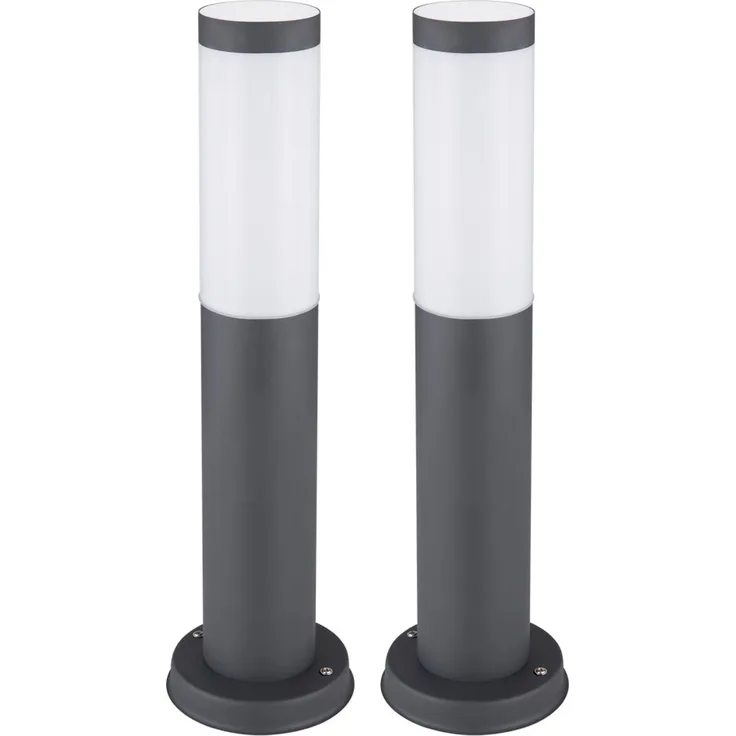2er Set LED Sockelleuchte, Edelstahl anthrazit, Höhe 45 cm