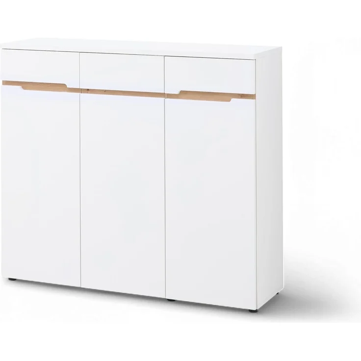 Memphis Schuhschrank in Weiß, Artisan Eiche Optik - Schuhregal mit viel Stauraum für Ihre Schuhe - 120 x 107 x 38 cm (B/H/T) – Bild 1