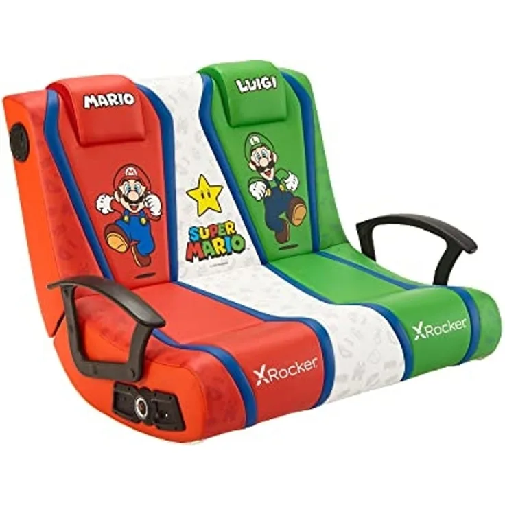 X Rocker Nintendo Super Mario™ Dual Rivals Floor Rocker Gaming-Bodensessel für Kinder &