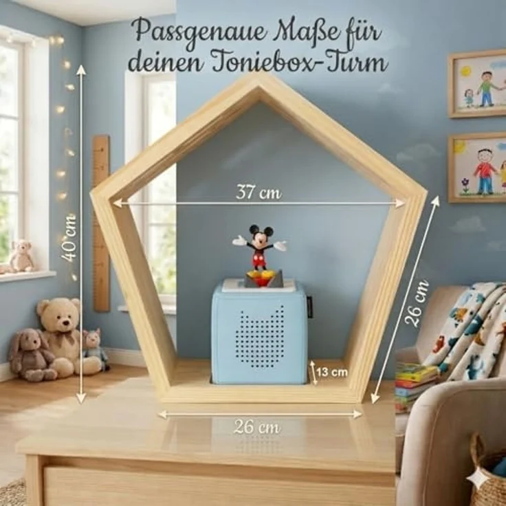Baby Vivo Regal für Toniebox mit magnetischer Aufbewahrung für über 68 Tonies - Fünfeck – Bild 2