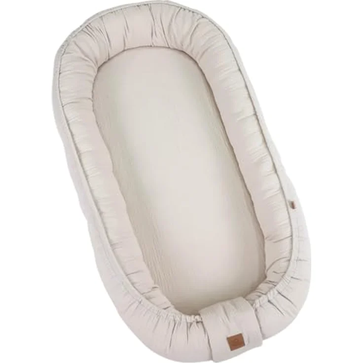 WIKLINOPOL Babynest, Nestchen für Neugeborene – Baby Nestchen 80x46 cm in Beige, Tragbares Nest aus Musselin - Baby Nest für Neugeborene mit herausnehmbarer Matratze – Bild 8