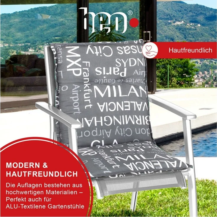 beo Polsterauflage Gartenstuhlauflage Niedriglehner, Sitzkissen Outdoor, wetterfest, (Spar-Set, 4 Auflagen), Niederlehner, Stuhlkissen, Sitzauflage, wasserabweisend, atmungsaktiv – Bild 3