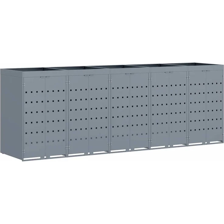 vidaXL Wagenmüllbehälter für 5 Behälter Hellgrau 340 x 77,5 x 121,5 cm 3394751 – Bild 2