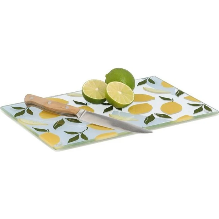 Basera® Schneidebrett Glasschneideplatte aus Sicherheitsglas mit Silikonfüßen, ESG-Sicherheitsglas, (1-St), Zitrone, 30 x 20 cm – Bild 1